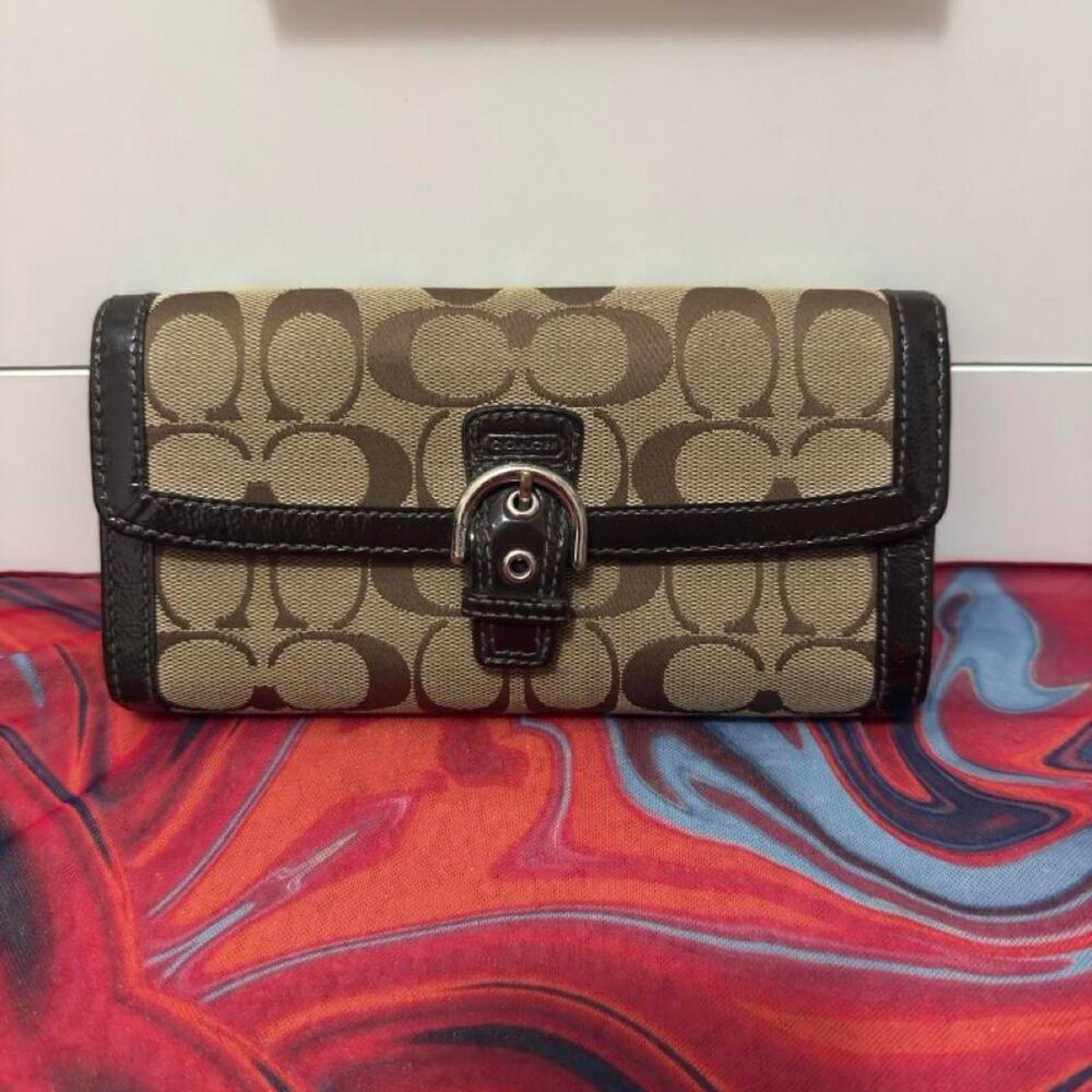 Vintage Y2K Coach Soho Signature Canvas Buckle Checkbook Wallet